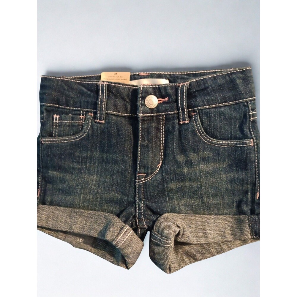 Girls' Levi's Denim Rolled Cuff Jean Shorty Shorts Blue Toddler Kid 3t
